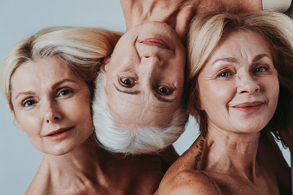 Cincematic image of a beautiful senior women group posing on a beauty photo session.